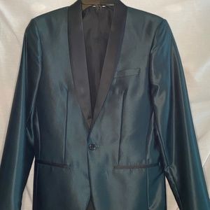 Original Use Dark Teal Holographic Suit Blazer